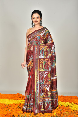 Ramshyam Collection Woven Kantha Pure Silk Saree(Maroon)