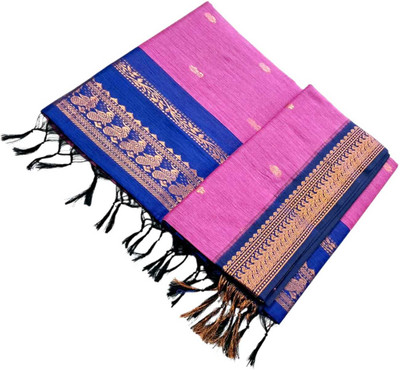 sri amman sarees Woven Gadwal Cotton Blend Saree(Pink)