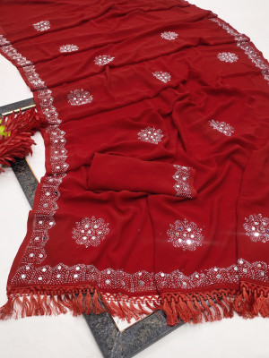 Shrilaxmisari Self Design Bollywood Georgette Saree(Red)