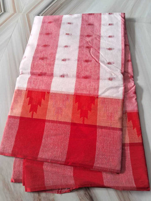 Parbati fashion Self Design Tant Pure Cotton Saree(Red)
