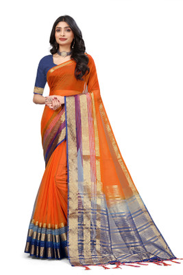 Aarunika MNT Printed Bollywood Organza Saree(Orange)