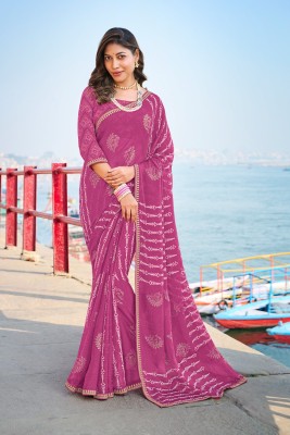 Laxmipati Sarees Printed Bollywood Chiffon Saree(Pink)