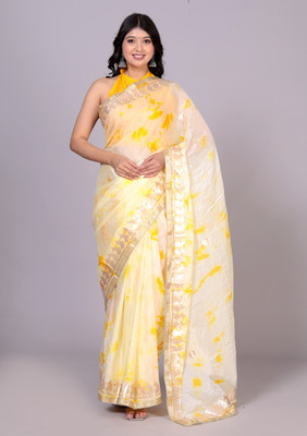 NeeLKANTH ENTERPRISE Embroidered Bandhani Silk Blend Saree(Yellow)