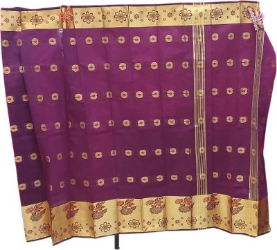 PRIDE SALES Embellished Handloom Cotton Silk Saree(Purple)