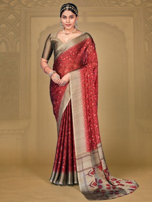 Sareemall Printed Bollywood Chiffon Saree(Maroon)