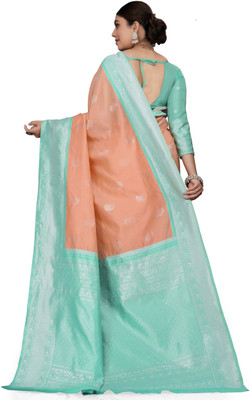 BuyNests Woven, Self Design Kanjivaram Silk Blend Saree(Pink)