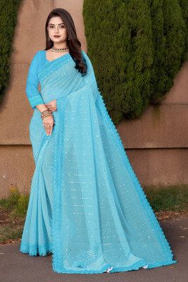 Labheshwari Embellished Bollywood Lycra Blend Saree(Blue)