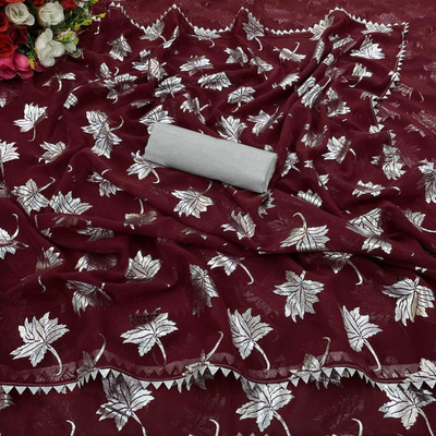 Vikash fab Temple Border Bollywood Georgette Saree(Maroon)