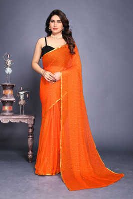 Prutha Fashions Printed Daily Wear Chiffon Saree(Orange)