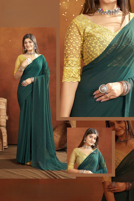 SHILPKALA Embellished Bollywood Chiffon Saree(Green)