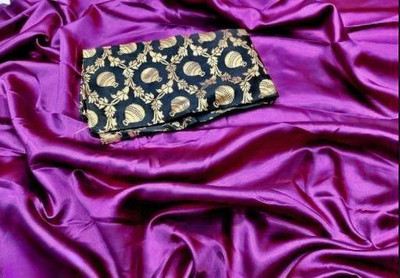 Arpita Fashion Solid/Plain Bollywood Satin Saree(Purple)
