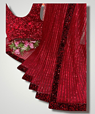 designworld Embroidered Bollywood Net Saree(Maroon)