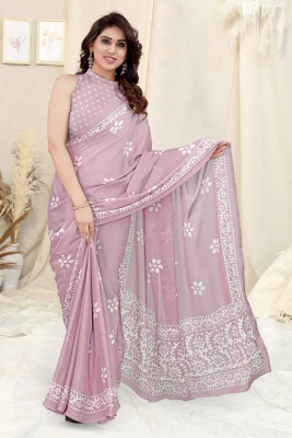 STYLEVEDA Printed Daily Wear Chiffon Saree(Pink)