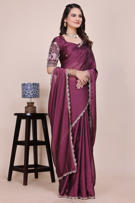 K 5 FASHION Embroidered Bollywood Georgette Saree(Maroon)