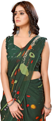Priyashi Printed Daily Wear Georgette Saree(Green)