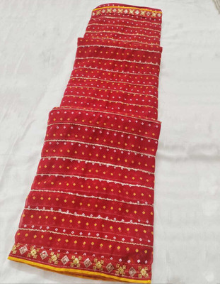 HARSHIT TEXTILES Self Design Bandhani Georgette Saree(Red)