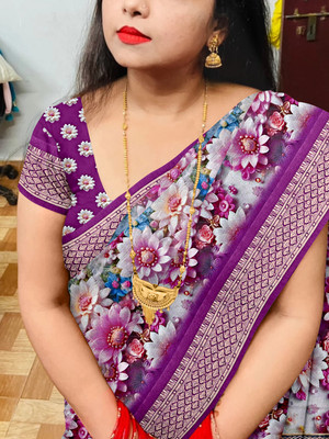 JERAVI Enterprise Digital Print, Embroidered Bollywood Cotton Silk Saree(Multicolor)