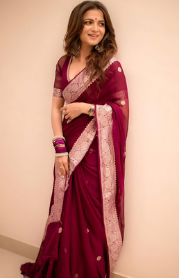 fosgen etp Self Design Kanjivaram Pure Silk Saree(Maroon)