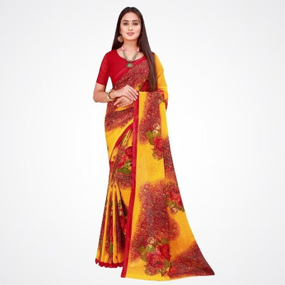 Suntex Printed Bollywood Georgette Saree(Yellow)