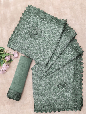 Aika Embellished Bollywood Lycra Blend Saree(Green)