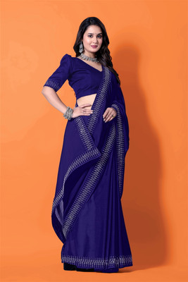 RadhikaFashion Embellished Bollywood Georgette Saree(Dark Blue)
