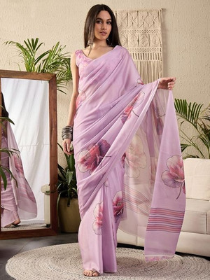 WELE DERBIES Printed Bollywood Georgette Saree(Beige)