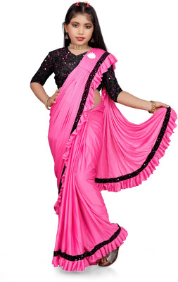 VRAJTEX FAB Embellished Bollywood Lycra Blend Saree(Pink)