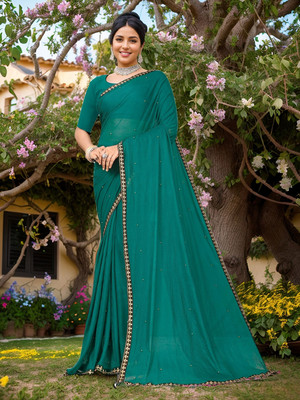 sagarika Self Design Daily Wear Chiffon Saree(Green)