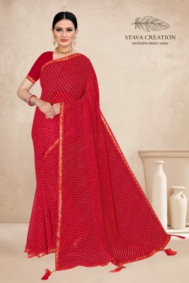 SINGHAL TRADING CO Printed Daily Wear Georgette Saree(Red)