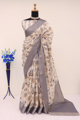 VED CREATION Printed Handloom Jacquard Saree(Multicolor)