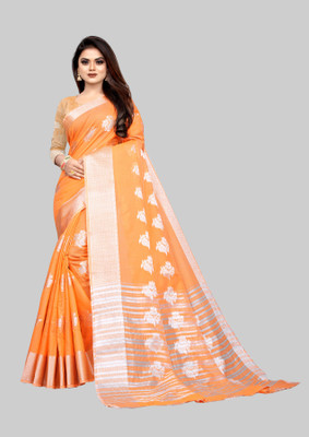 het designer studio Self Design Banarasi Jacquard Saree(Orange)