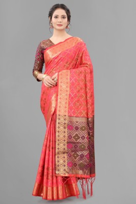 Shrithi Fashion Fab Self Design Patola Jacquard Saree(Pink)