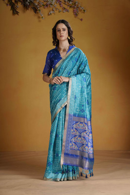 DRAVYA WOMEN Woven, Paisley, Self Design Handloom Jacquard, Art Silk Saree(Light Blue)