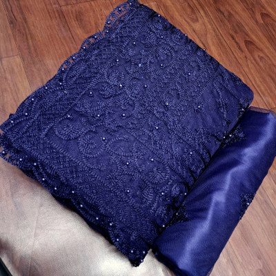 Noise Embellished Bollywood Net Saree(Dark Blue)