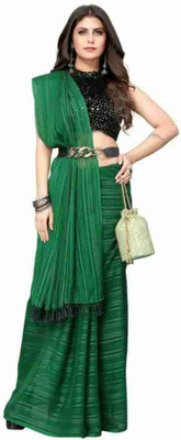 creative creation Printed Banarasi Georgette Saree(Green)