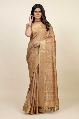 Divastri Printed Bandhani Art Silk Saree(Beige)