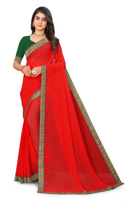 Kasumbo Tex Self Design Kanjivaram Georgette Saree(Red)