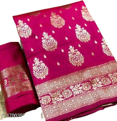 SHRIMAY Woven Kanjivaram Silk Blend Saree(Pink)