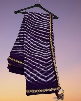 ZENFAB THREADS Striped Daily Wear Georgette Saree(Purple)