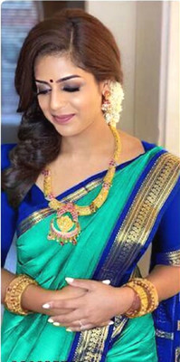 Sahajanand Self Design Banarasi Cotton Silk, Jacquard Saree(Light Blue)