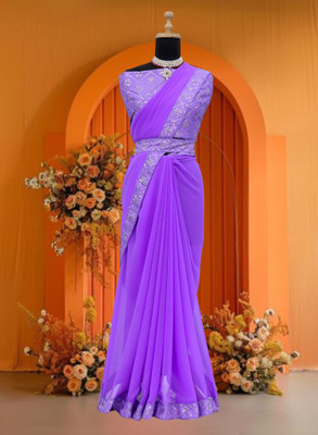 Kalavrit Creation Embroidered Bollywood Georgette Saree(Purple)