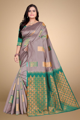 TRENDING KART Woven Banarasi Silk Blend Saree(Multicolor)