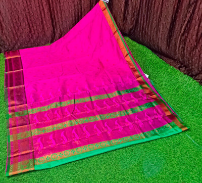 HouseOfCommon Woven Banarasi Art Silk Saree(Pink)