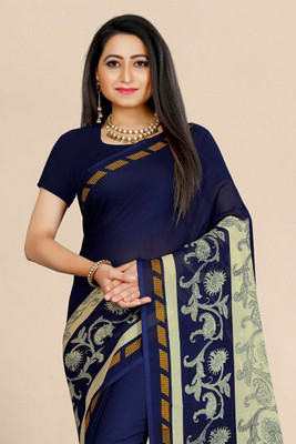 SVB Sarees Printed Bandhani Georgette Saree(Blue)