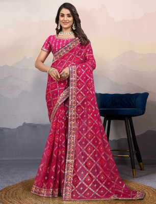 REVA ENTERPRISE Embroidered Daily Wear Georgette Saree(Green)