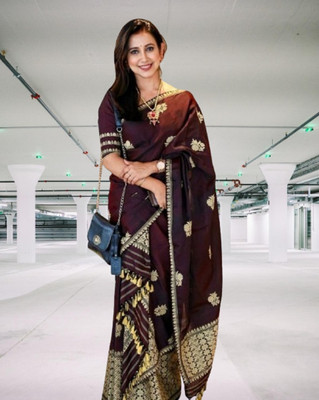 SVN ENTERPRISE Woven Mekhela Chador Pure Cotton Saree(Brown)