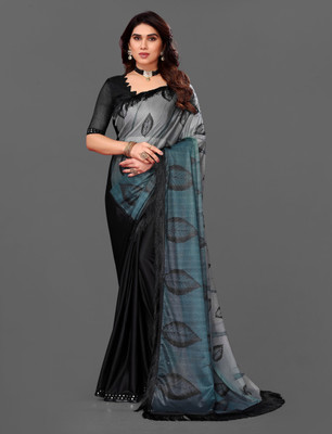 AAMONASTHA Digital Print, Self Design Bollywood Lycra Blend Saree(Blue)