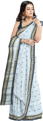 Ganesh plastic and industry Self Design Tant Pure Cotton Saree(Dark Blue)