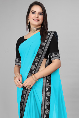 MOMENTERPRIS Self Design Bollywood Chanderi Saree(Light Blue)