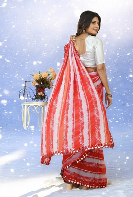 gurukrupa creation Digital Print Leheria Georgette Saree(Red)